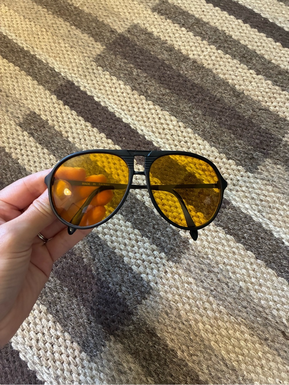 Vintage AmberVision Night Drive Sunglasses Aviator 80s 90s As Seen On TV Taiwan